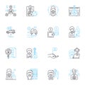 Work and CV linear icons set. Job, Career, Resume, Interview, Experience, Qualifications, Skills line vector and concept