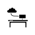 Work data cloud storage glyph icon