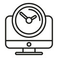 Work data time icon outline vector. Computer data