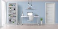 Work desk in home interior realistic vector