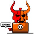 work devil pumpkin mascot costume