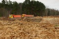 Work of digging ground and machines truck Royalty Free Stock Photo