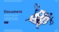 Work with documents, bureaucracy isometric landing