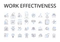 Work effectiveness line icons collection. Team synergy, Employee engagement, Task efficiency, Meeting productivity, Time