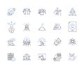 Work effectiveness outline icons collection. Efficiency, Productivity, Accuracy, Quality, Output, Proficiency