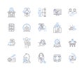 Work effectiveness outline icons collection. Efficiency, Productivity, Accuracy, Quality, Output, Proficiency