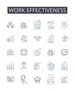 Work effectiveness line icons collection. Team synergy, Employee engagement, Task efficiency, Meeting productivity, Time