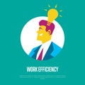 Work efficiency banner. Side view of businessman