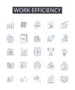 Work efficiency line icons collection. Time management, Productivity boost, Resource utilization, Performance