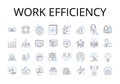 Work efficiency line icons collection. Time management, Productivity boost, Resource utilization, Performance