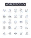 Work efficiency line icons collection. Time management, Productivity boost, Resource utilization, Performance