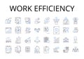 Work efficiency line icons collection. Time management, Productivity boost, Resource utilization, Performance