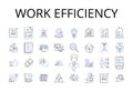 Work efficiency line icons collection. Time management, Productivity boost, Resource utilization, Performance