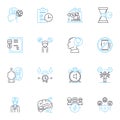 Work efficiency linear icons set. Productivity, Time-management, Multitasking, Focus, Organization, Prioritization Royalty Free Stock Photo