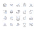 Work efficiency outline icons collection. Productivity, Effectiveness, Proficiency, Quickness, Speed, Dynamism Royalty Free Stock Photo