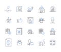 Work efficiency outline icons collection. Productivity, Effectiveness, Proficiency, Quickness, Speed, Dynamism