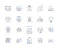 Work efficiency outline icons collection. Productivity, Effectiveness, Proficiency, Quickness, Speed, Dynamism