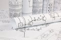 Electrical engineering drawings close up Royalty Free Stock Photo