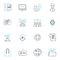 Work employment linear icons set. Occupation, Career, Labor, Employment, Profession, Job, Workforce line vector and Royalty Free Stock Photo