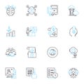 Work environment linear icons set. Productivity, Collaboration, Efficiency, Communication, Culture, Workspace Royalty Free Stock Photo
