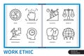 Work ethic infographics linear icons collection