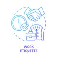 Work etiquette blue gradient concept icon Royalty Free Stock Photo