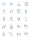 Work evolution linear icons set. Automation, Collaboration, Digitalization, Flexibility, Globalization, Innovation