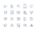 Work evolution line icons collection. Technology, Automation, Globalization, Collaboration, Virtualization, Flexibility