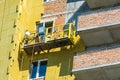 Work on the external walls of glass wool insulation and plaster Royalty Free Stock Photo