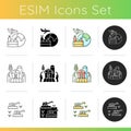 Work on farm icons set