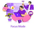 Work Focus. Flat Vector Illustration Royalty Free Stock Photo