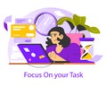 Work Focus. Flat Vector Illustration Royalty Free Stock Photo