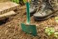 Work gardening. Retired dig for plants. Royalty Free Stock Photo