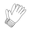 work gloves hand drawn doodle. , minimalism, scandinavian, monochrome, nordic. gardening, inventory. sticker, icon.