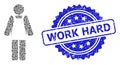 Textured Work Hard Stamp and Recursion Worker Person Icon Collage Royalty Free Stock Photo