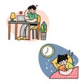 Work Hard For Family Concept Doodle Drawn Vector Illustration Image Asset