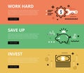 Work hard. Save up. Invest. Web banners set