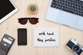 Work hard Stay positive on wooden desk background