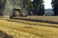 The work of the harvester in the wheat field