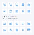 20 Work From Home Blue Color icon Pack like calendar home repair online construction time Royalty Free Stock Photo