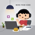 Work from home, Business team using laptop for online meeting in conference video call. People at home in  quarantine. Character C Royalty Free Stock Photo