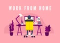 Work from home concept. Graphic design workspace. Designers sitting on the desk.