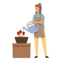 Work home flowers icon cartoon vector. Caring plant pot