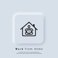 Work from home. Freelance. Career, work during quarantine. Webinar, online conferences. Vector. Neumorphic UI UX white user