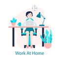 Work at home, freelance, Stay at home banner. self isolation