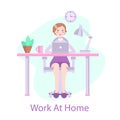 Work at home, freelance, Stay at home banner. self isolation