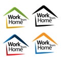Work from home and house icon stock vector, flat designs