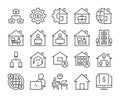 Work at Home icons. Work from Home line icon set. Vector illustration. Editable stroke. Royalty Free Stock Photo