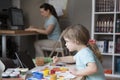 Work from home with kids. Royalty Free Stock Photo