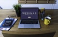 Work From Home with laptop computer for online training webinars. Royalty Free Stock Photo